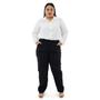 Imagem de Calça Social Feminina Plus Size Preta Cintura Alta SlimTrabalho Uniforme Casamento Formatura Two way