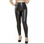 Imagem de Calça térmica couro pu flanelada material sintético fake legging peluciada inverno grossa cintura alta forrada montaria frio Quentinha Aquecimento
