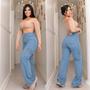 Imagem de Calça Wide leg Cargo bolso do lado, Feminina Jeans Clara, Pantalona Cintura alta Premium