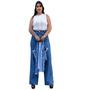 Imagem de Calça Wide Leg  Feminina Jeans 100% Algodão Plus Pantalona