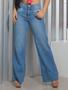 Imagem de Calça Wide Leg Feminina Jeans Premium Cintura Alta Clara