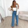 Imagem de Calça Wide Leg Jeans Pantalona Modelo Novo Larga Na Perna