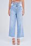 Imagem de Calça Wide Leg Lado Avesso Cropped Jeans Azul Claro