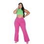 Imagem de Calça Wide Leg Plus Size Feminina Jeans Rosa Lançamento