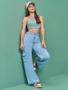 Imagem de Calça Wide Leg Teen Feminino Azul Jeans Claro Dway