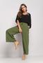 Imagem de Calça Wide Leg Viscolinho Com Bolso Verde Musgo Salvatore Fashion