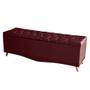 Imagem de Calçadeira Baú Decorativo Madri King 195 cm Suede Pés Palito Bordo Ec Móveis