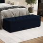 Imagem de Calçadeira Estofada Almofadadas para Cama Box Sagitarius 140 para Cama de Casal Suede Azul Marinho
