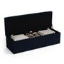 Imagem de Calçadeira Estofada Almofadadas para Cama Box Sagitarius 140 para Cama de Casal Suede Azul Marinho