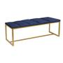 Imagem de Calçadeira Industrial Carla 100cm Solteiro Quarto Box Cama Ferro Dourado Suede Azul Marinho - Ahz Móveis