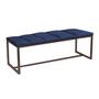 Imagem de Calçadeira Industrial Carla 100cm Solteiro Quarto Box Cama Ferro Marrom Suede Azul Marinho - Ahz Móveis