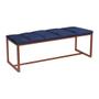 Imagem de Calçadeira Industrial Carla 160cm Queen Size Quarto Box Cama Ferro Bronze Sintético Azul Marinho - Ahz Móveis