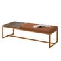 Imagem de Calçadeira Recamier Londres 140cm Industrial Bronze Suede Terracota Tampo Quadrado MDF Carvalho - Ahz Móveis