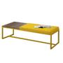 Imagem de Calçadeira Recamier Londres 140cm Industrial Dourado material sintético Amarelo Tampo Quadrado MDF Caramelo - Ahz Móveis