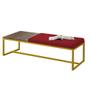 Imagem de Calçadeira Recamier Londres 140cm Industrial Dourado Sintético Vermelho Tampo Quadrado MDF Madeira - Ahz Móveis