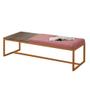 Imagem de Calçadeira Recamier Londres 160cm Industrial Bronze Suede Rose Tampo Quadrado MDF Nogal - Ahz Móveis