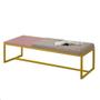 Imagem de Calçadeira Recamier Londres 160cm Industrial Dourado Suede Bege Tampo Quadrado MDF Rose - Ahz Móveis