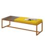 Imagem de Calçadeira Recamier Londres 195cm Industrial Bronze Suede Amarelo Tampo Quadrado MDF Rústico - Ahz Móveis