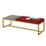 Imagem de Calçadeira Recamier Londres 195cm Industrial Dourado material sintético Vermelho Tampo Quadrado MDF Marmorizado - Ahz Móveis