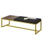 Imagem de Calçadeira Recamier Londres 195cm Industrial Dourado Suede Preto Tampo Quadrado MDF Carvalho - Ahz Móveis