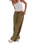 Imagem de Calças largas Hongsui Drawstring High Rise Side Stripe