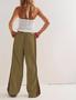 Imagem de Calças largas Hongsui Drawstring High Rise Side Stripe