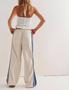 Imagem de Calças largas Hongsui Drawstring High Rise Side Stripe
