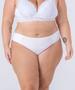 Imagem de Calcinha fio dental plus size, de renda e microfibra, com laterais drapeadas