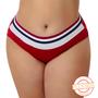 Imagem de Calcinha Plus Size Cintura Alta Tanga Cós Tricolor Forro 100% Algodão Lingerie Feminina Confortável