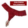 Imagem de Calcinha Tailandesa Lingerie Renda Com Pérolas Tanga Macia