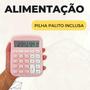 Imagem de Calculadora 12 Dígitos Rosa Dexin KK-3825B com pilha inclusa mesa balcão escritório