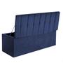 Imagem de Caldadeira Baú Recamier Solteiro 90CM Kiara Suede Azul Marinho - D A DECOR