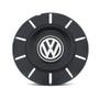 Imagem de Calota Centro Roda Ferro VW Eurovan Amarok Aro 13 14 15 4 Furos Preta Brilhante