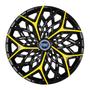 Imagem de Calota esportiva aro 14 moove black yellow + emblema resinado fiat azul