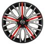 Imagem de Calota esportiva triton sport 14 black silver red + emblema resinado nissan