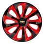 Imagem de Calota esportiva velox 14 black red + emblema alumínio gm preto