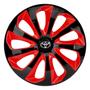 Imagem de Calota esportiva velox 14 black red + emblema resinado toyota