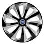 Imagem de Calota esportiva velox 14 black silver + emblema resinado fiat azul