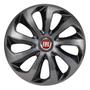 Imagem de Calota esportiva velox 15 graphite black + emblema resinado fiat vermelho