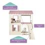 Imagem de Cama Alta Infantil Club House Premium com Escorregador e Telhado Completo Branco/Rosa - Casatema