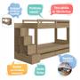 Imagem de Cama Beliche Infantil Bicama Menino Menina 2,32m com Escada, Nichos e Gavetas com Rodas Aveiro Oak