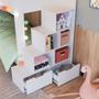 Imagem de Cama Beliche Infantil Bicama Menino Menina 2,32m com Escada, Nichos e Gavetas com Rodas Branca