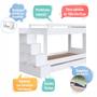 Imagem de Cama Beliche Infantil Bicama Menino Menina 2,32m com Escada, Nichos e Gavetas com Rodas Branca