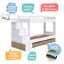 Imagem de Cama Beliche Infantil Bicama Menino Menina 2,32m com Escada, Nichos e Gavetas com Rodas