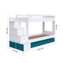 Imagem de Cama Beliche Infantil Solteiro Com 05 Nichos E 02 Gavetões 231cm Branco Azul Decker Shop Jm