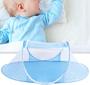 Imagem de Cama Berço Portátil com Tenda Mosquiteiro Azul, Cercadinho Berço para Bebês