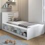 Imagem de Cama Bibox Solteiro 100% MDF 3 Nichos Laterais Yumi Cimol Branco