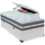 Imagem de Cama Box Baú Branco e Colchão Black Graphite Molas Ensacadas Solteiro 88x188X32 Anjos