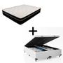 Imagem de Cama Box Baú Casal 138 Bipartido - Tecido Sintético Branco com Colchão Paris - Molas Ensacadas Preto 67x138x188