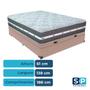 Imagem de Cama Box Baú Casal Bege + Colchão Black Graphite 24 Molas Ensacadas Anjos